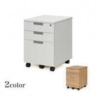 【激安】木製スチールデスク／3段ワゴン／幅428mm（GZCA-SL）