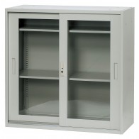 【激安】ガラス引違い書庫／幅880mm 上置き（YS-33G）